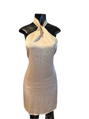 Sleeveless Halter Neck Cream Party Dress NWOT
